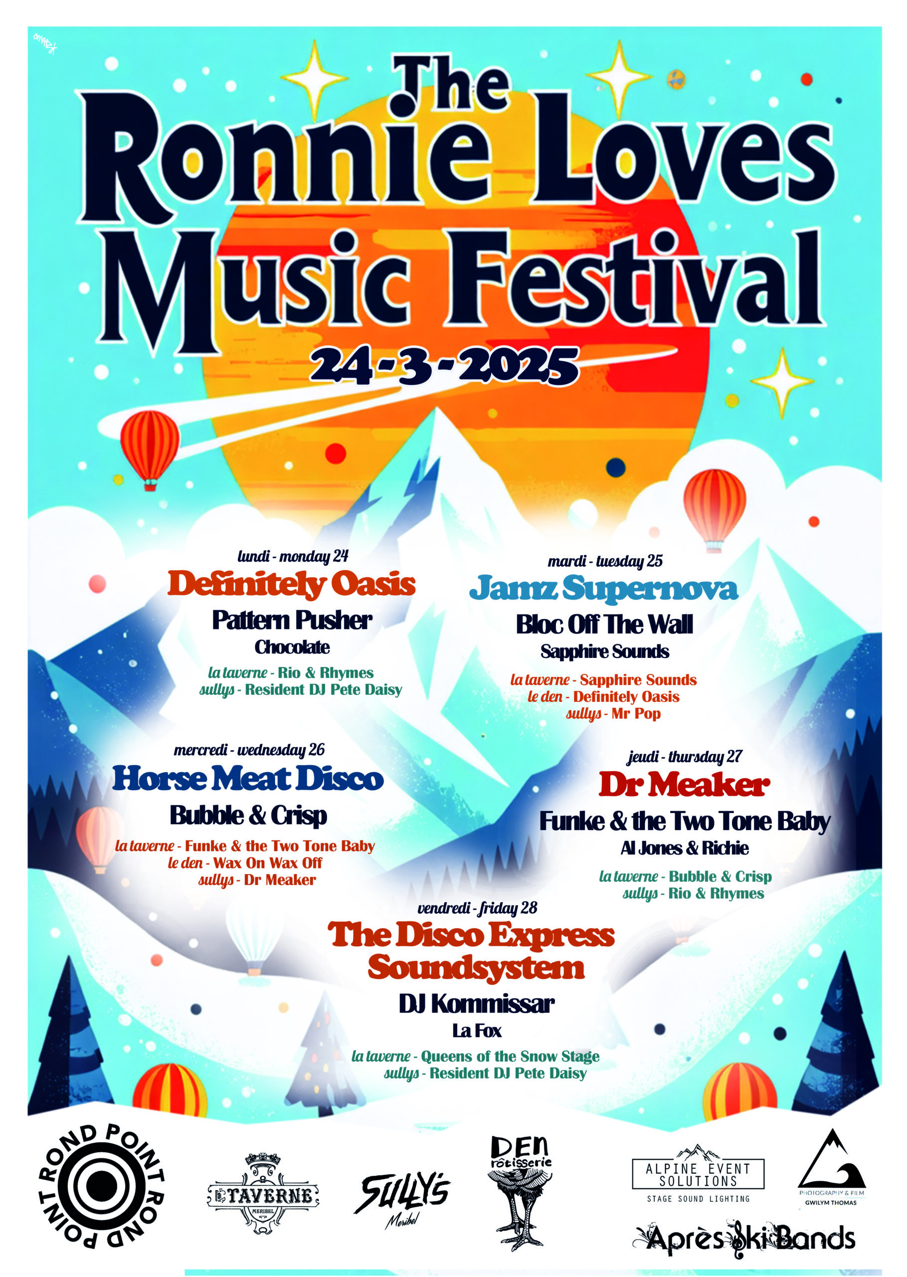 The ronnie loves music fesitval. Méribels biggest winter live music festival